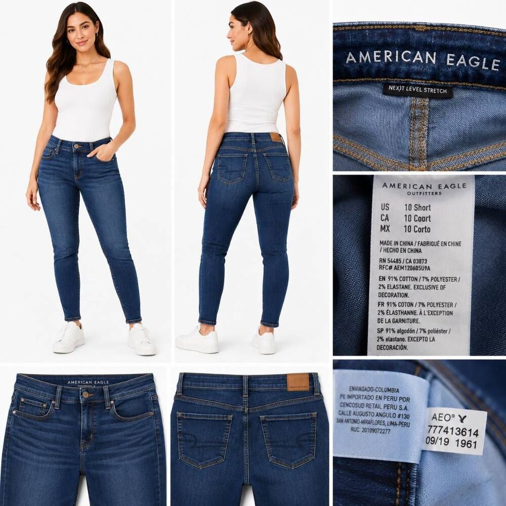 American Eagle Next Level Skinny Jeans 10 Short Blue